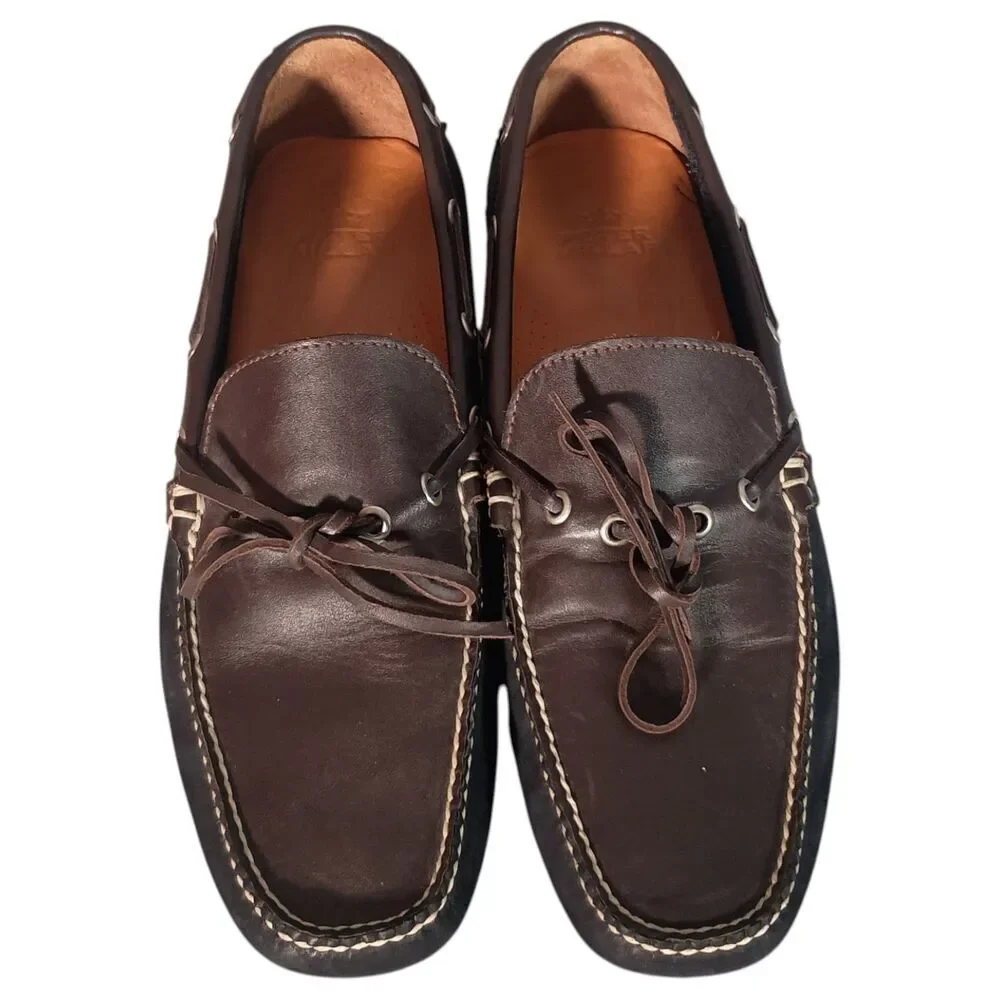 Peter Millar Brown Driver Loafer Moccasin Casual Shoe Mens 9 Brown Blue Leather